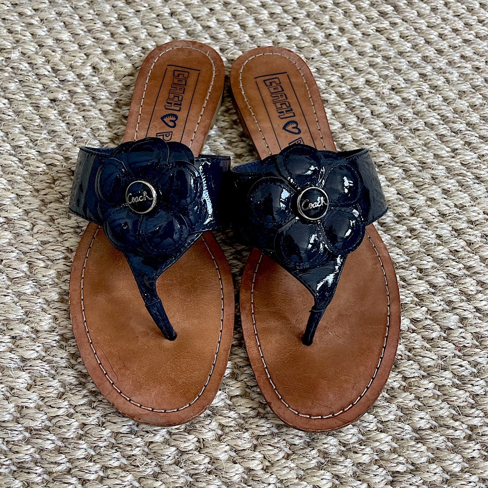 Coach Poppy Sandals in Navy Blue, Size 7.5